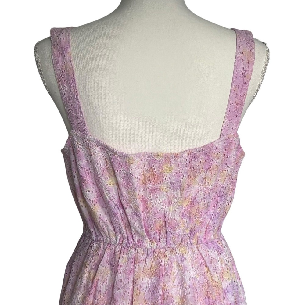 Sundress Paris Pink Eyelet Dress Mini Tiered Cotton Boho Vacation Size M - Picture 6 of 7